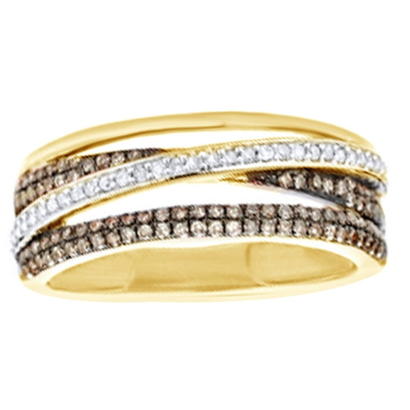 AFFY Champagne & White Natural Diamond Orbit Ring in 10k Yellow Gold