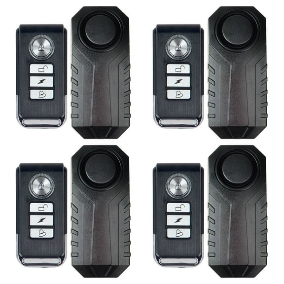 GREENCYCLE 4 Set Wireless Motorcycle Bicycle Bike Anti-Theft Burglar Vibration Security Alarm Waterproof Super Loud 113dB Remote Control Bell