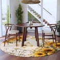 thumbnail image 3 of Round Rugs 5 Ft, Farmhouse Sunflower Non Slip Area Rugs for Kitchen Bedroom Entryway, Vintage Daisy Butterflies Rustic Burlap Washable Carpet Runner Rug Floor Mats for Bedroom Home Decor, 3 of 8