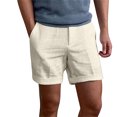 thumbnail image 2 of Mens Stretch Cotton Linen Easy Shorts with Drawstring Elastic Waistband Shorts Summer Casual Lightweight Beach Vacation Linen Shorts Flat Front Cotton Linen Daily Wear Outfit with Pockets,Brown 3XL, 2 of 5
