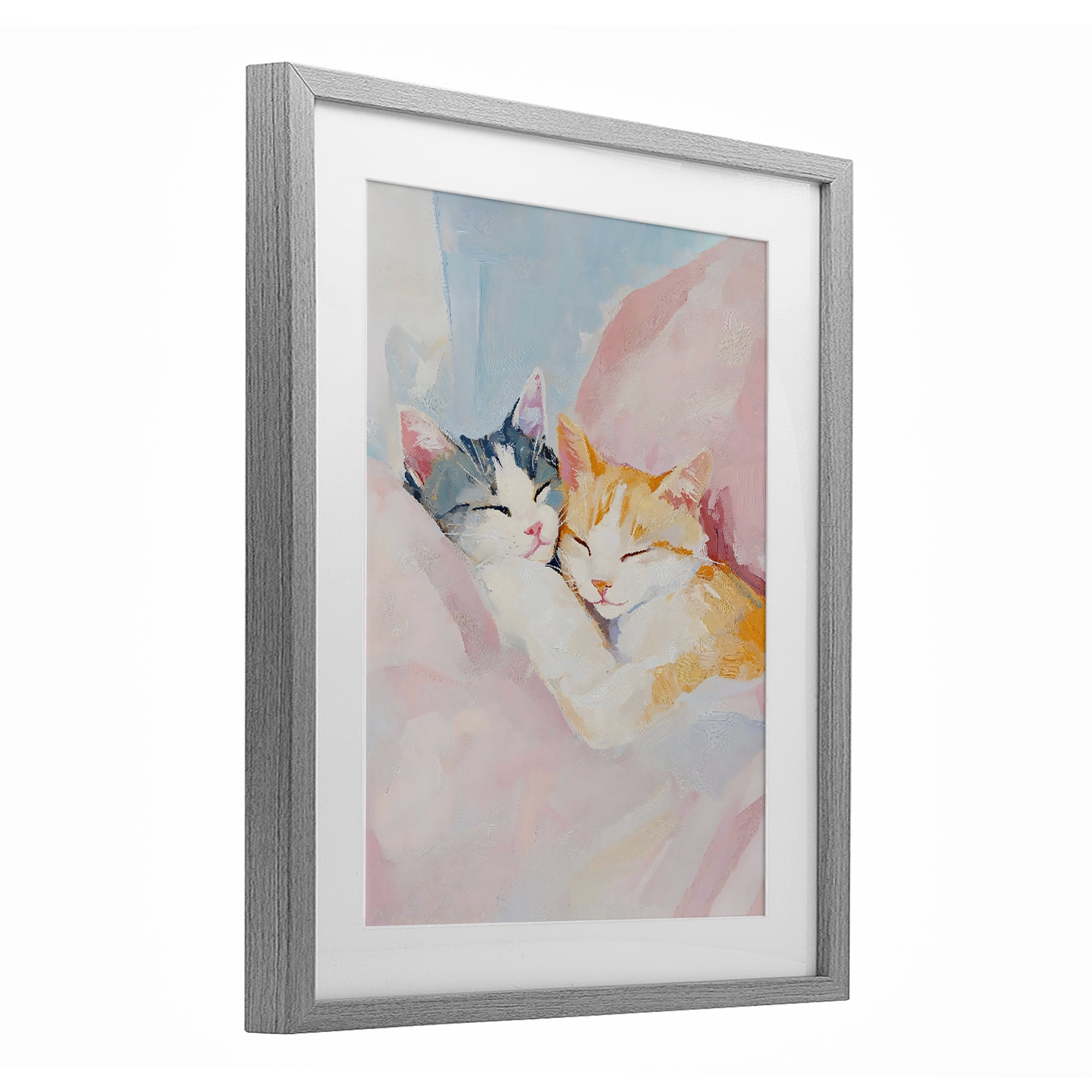 Stupell Industries Sleeping Kittens Embrace Gray Framed Print Under Glass, design by The Prints Vibe