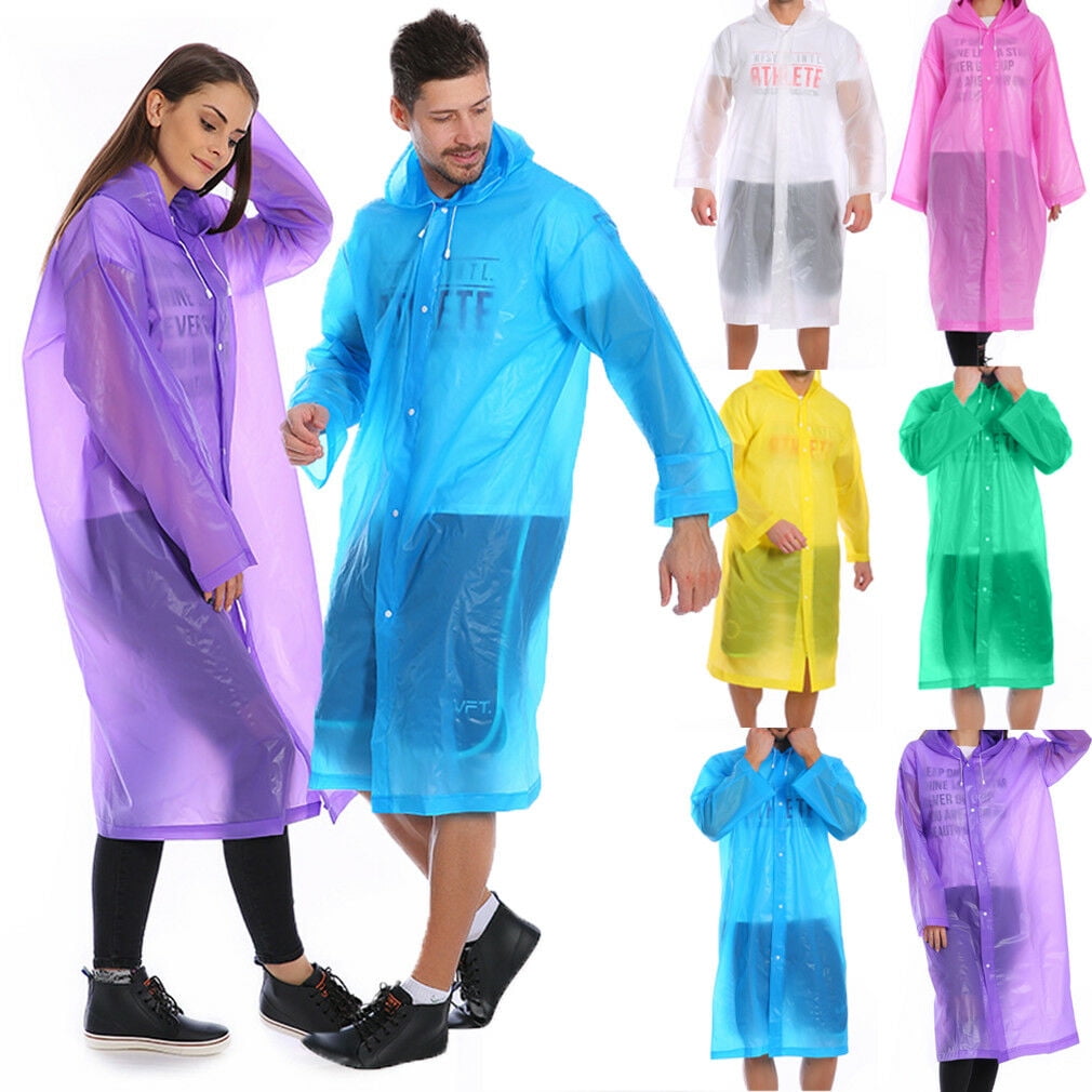 Men Women Waterproof Jacket PE Hooded Raincoat Rain Coat Poncho Rainwear