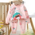 thumbnail image 2 of Hrsba Fall Winter Outfit Set for Boys and Girls,Kids Print Long Sleeve Crew Neck Fleece Lined Top and Long Pants Kids set & Outfits, 2 of 5