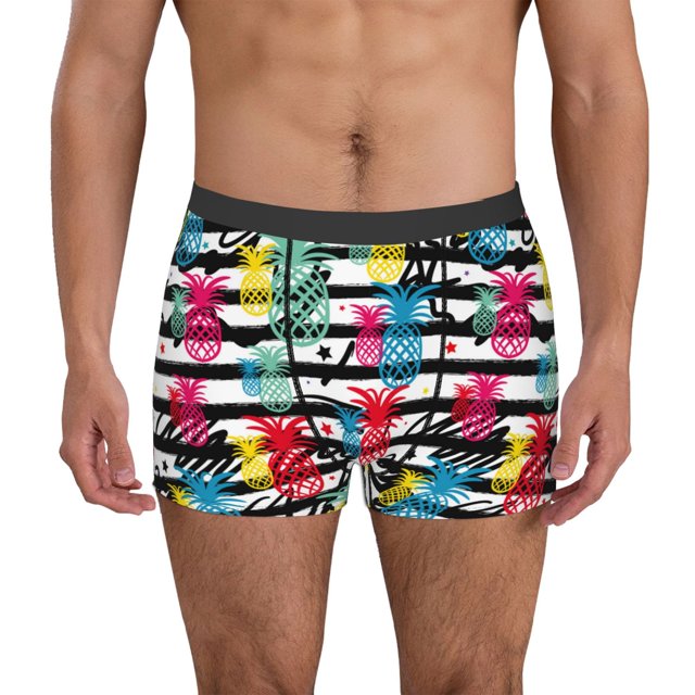 Balery Trendy Colorful Pineapples 1 Calzoncillos bóxer para hombre, ropa interior de algodón suave y transpirable con cinturilla de nailon-XX-Large