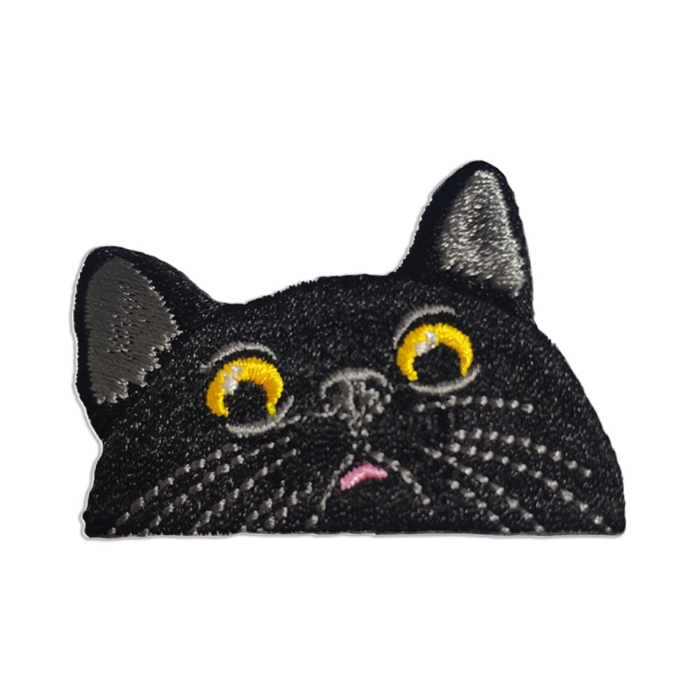 Craft Embroidery Sew On Badge Stickers Iron-On Patch Applique Cat Head Patches 