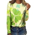 thumbnail image 1 of Pompotops T-shirts Décontractés à Manches Longues pour Femmes Imprimé St. Patrick Col Rond Chandail Tops Liquidation, 1 of 5