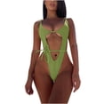thumbnail image 5 of REORIAFEE Women's One Piece Bathing Suit One Piece Swimsuit Tropical Swimwear One Piece Swimsuit Bikini Beach Lace up Swimsuit Green M, 5 of 6