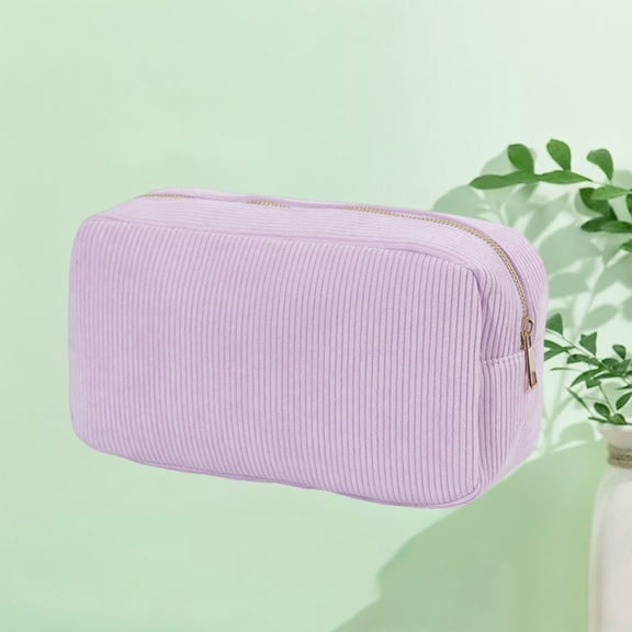 breaise Makeup Bag Travel Cosmetic Bag for Women Soft Toiletry Bag Aesthetic Makeup Organizer Portable Large Zipper Pouch for Skincare Beauty Accessories Brushes Stripe