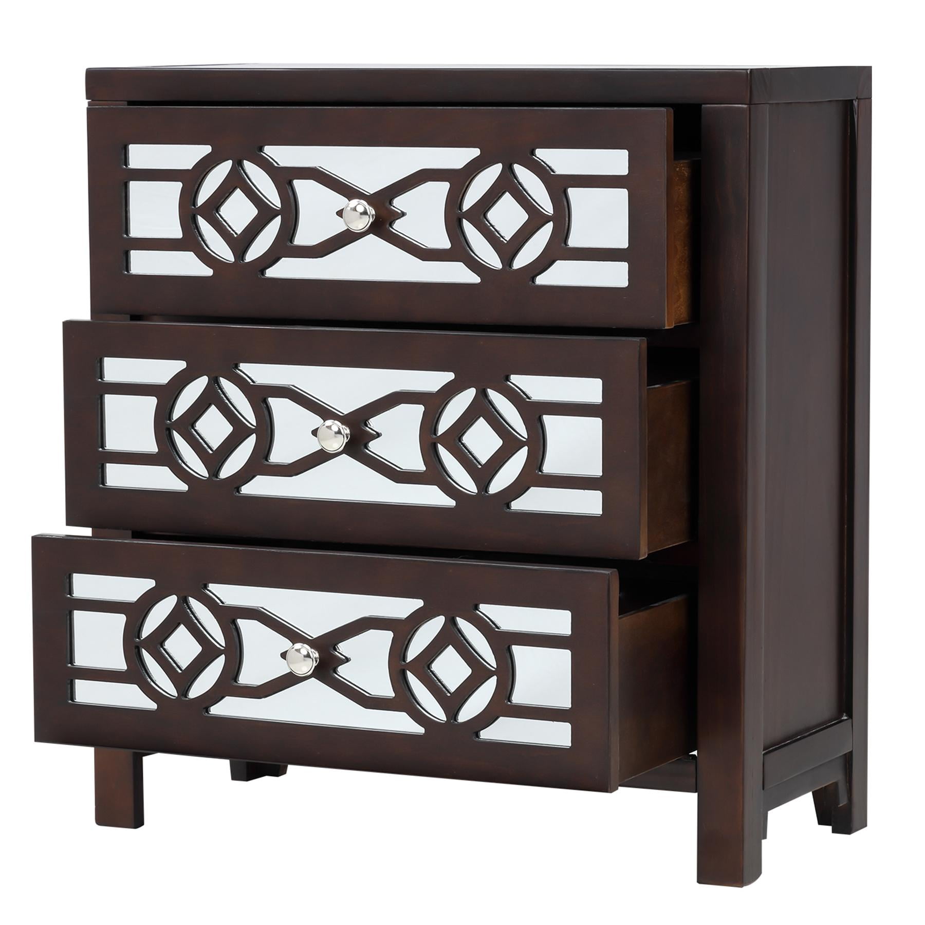 Chauncey 3 drawer mirrored store accent chest