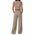 thumbnail image 5 of Khunlpohl Women's 2 Piece Sets Crew Neck Cropped Sleeveless Tank Tops and Straight Leg Loose Pants Summer Trendy Casual Vacation Set, 5 of 7