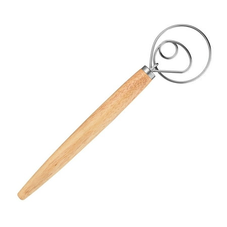 

New Stainless Steel Danish Dough Whisk Mixer with Wooden Handle Premium Admixer and Blender for Pastry or Pizza Kitchen