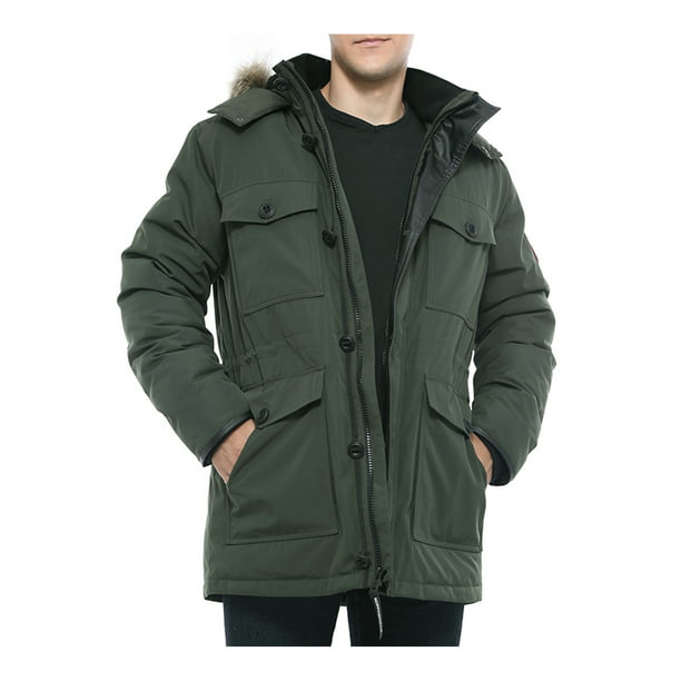 Rokka&Rolla Men's Parka Warm Winter Coat with Faux Fur Hood Jacket ...