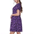 thumbnail image 2 of Haiem Purple Leopard Pattern Women's Short-Sleeve Scoop Neck Swing Dress, 2 of 6