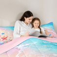 thumbnail image 4 of Castle Fairy Kawaii Pastel Beach Scene 7-Piece Twin Bedding,Crab Butterfly Seashell Sand Print Bedding Comforter Set,Pink Sky,Pink Reversible, 4 of 7