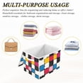 thumbnail image 6 of Yayeee Collapsible Cube Storage Bin with Lid Fabric Closet Decorative Basket with Handles, White Checkered Pattern, 6 of 7