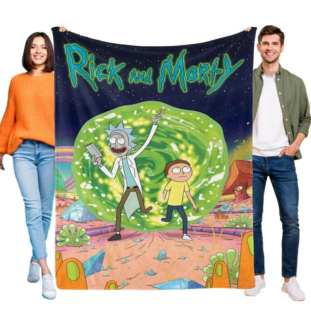 Rick y Morty anti-pilling, suave, ligera, esponjosa y acogedora de lujo para hogar y cocina – Perfecta para niños y adultos,100x130cm