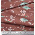 thumbnail image 2 of Soimoi Brown Rayon Fabric Palm Tree & Sunset Beach Printed Fabric 1 Yard 56 Inch Wide, 2 of 3