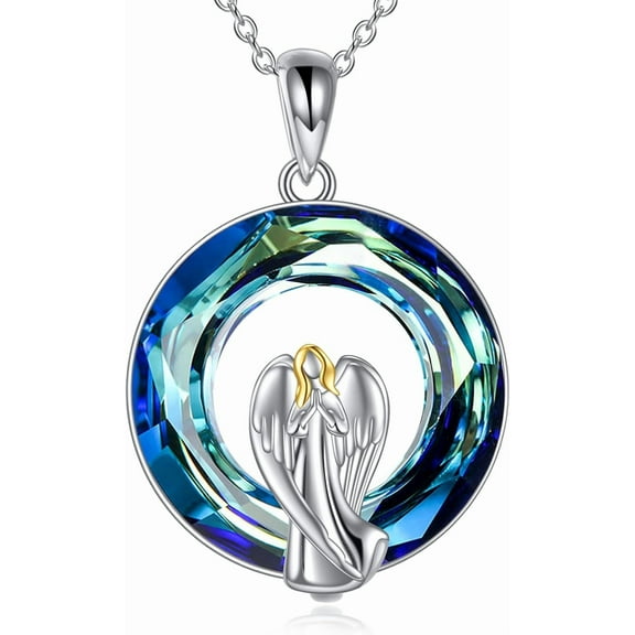 AOBOCO Guardian Angel Necklace with Crystal form Australia Sterling Silver Guardian Angel Pendant Necklace Gift for Women