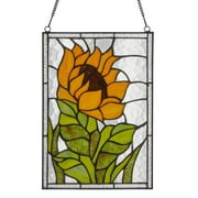 River of Goods Single Sunflower  Stained Glass Vertical Window Panel