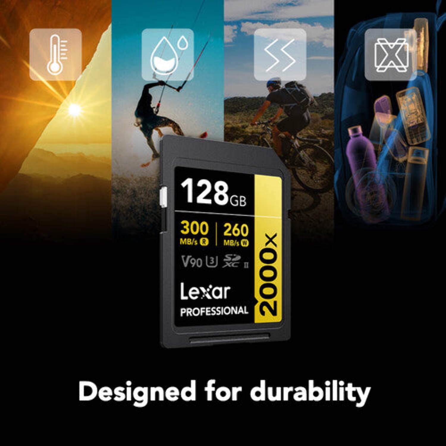 Lexar GOLD Series Professional 2000x 128GB UHS-II SDXC Memory Card, 2-Pack
