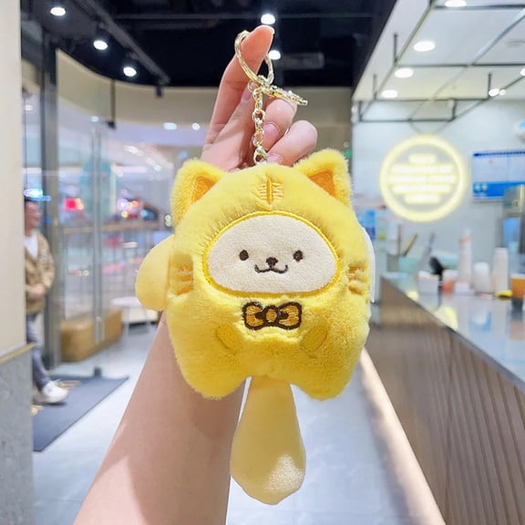 Sanrio  Hello Kitty Melody Cinnamoroll Plush Doll Keychain Pochacco Cute Key Ring Cartoon Plushies Bag Pendant Gift Kids Toys