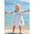 thumbnail image 5 of BemeyourBBs Toddler Baby Girl Summer Starfish Dress Plaid Gingham Short Sleeve Doll Collar Seashell Embroidery A-Line Dress Toddler Girls Casual Dress, 5 of 9