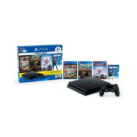 Sony Playstation 4 Slim 1TB GTA 5, Days Gone, Horizon Zero Dawn, Fortnite Versa and 3 Month PS Plus Bundle