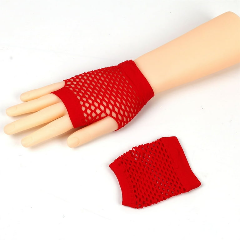 Fishnet Gloves Fingerless 80s Short Fishnet Gloves Women Fish Net