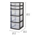 thumbnail image 2 of Plastic 5-Drawer Tower, Black with Clear Drawers, Adult Default, 2 of 3