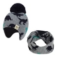 thumbnail image 3 of Conjunto de gorro de punto y bufanda para otoño e invierno con diseño de dinosaurio y jacquard para hombre y mujer, 3 of 5