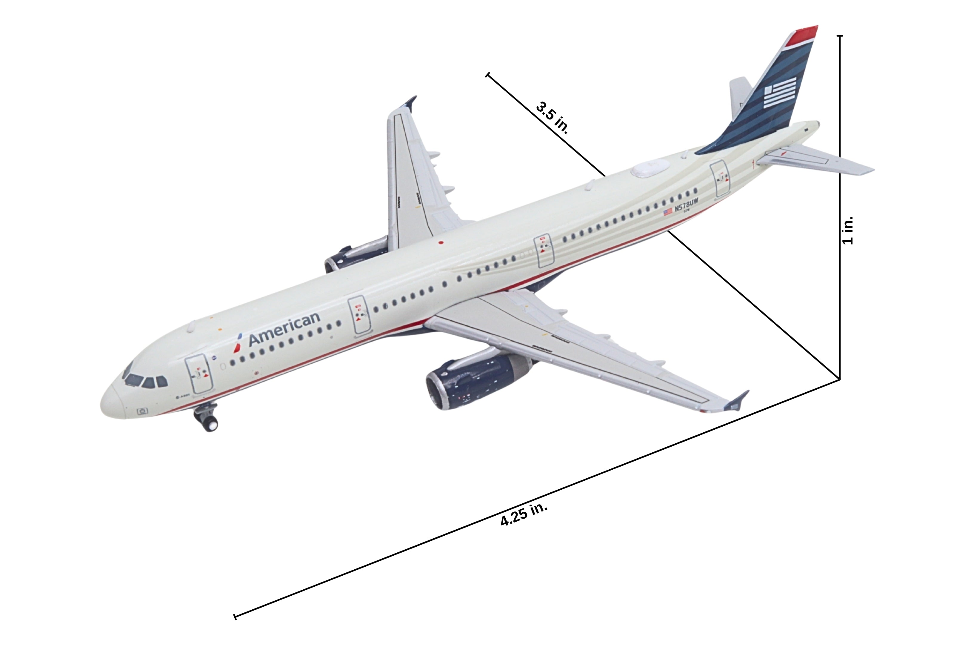 Airbus A321 Commercial Aircraft "American Airlines - US Airways Heritage Jet" (N578UW) White with Blue Tail 1/400 Diecast Model Airplane by GeminiJets