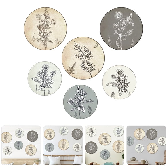 FESTFENDS 6Pcs Rustic Wooden Flower Wall Art Decor for Home Dining Room and Bedroom