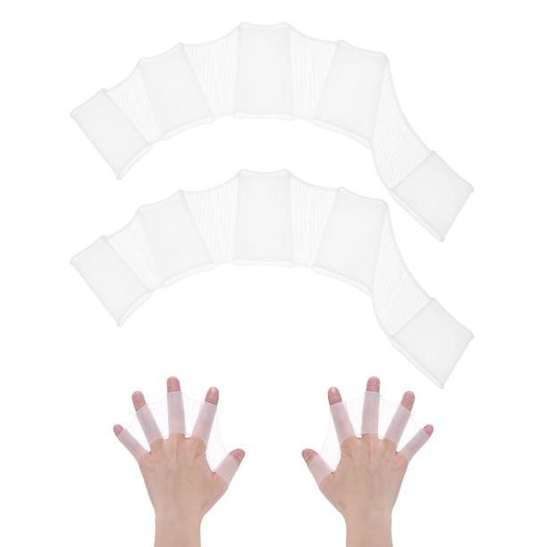 Uxcell 1 par de guantes de natación de silicona con dedos en forma de membrana tipo rana grandes blancos