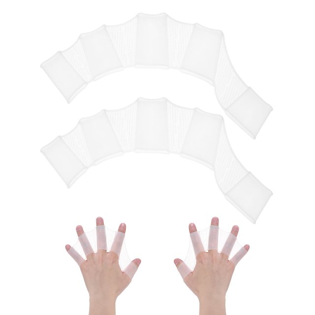 Uxcell 1 par de guantes de natación de silicona con dedos en forma de membrana tipo rana grandes blancos