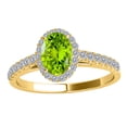 thumbnail image 3 of Mauli Jewels Rings for Women 1.75 Carat Diamond And Oval Shaped Peridot Ring Shared-Prong-Setting 10K Yellow Gold, 3 of 6