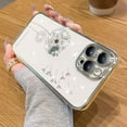 thumbnail image 2 of Compatible with iPhone Case,Glitter Bling Sparkly Crystal Rhinestone Diamond Dandelion Flower Floral Electro Plated Edge Clear Soft Shockproof Cover Phone Case (White,iPhone Xr), 2 of 8