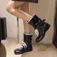 thumbnail image 6 of Ankle Booties for Women Low Heel Mid Heel Round Toe Lace Up Women Western Cowboy Flat Boxing Casual Vintage Boots Black 7.5, 6 of 6