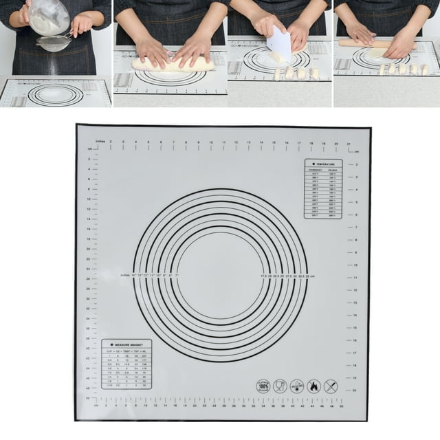 Tapete Para Repostería De Silicona Con Corteza, Tapete Para Fondant De 60 X 60 Cm/23,6 X 23,6 Pulgadas Con Medida Para Hornear Masa Rodante
