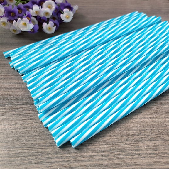 50 PCS Plastic Drinking Straws, 8 Inches Long, Multi-Colored Striped, Reusable, for Smoothies, Cocktails, Parties, Dishwasher Safe,50