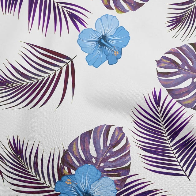 oneOone Viscose Chiffon Medium Purple Fabric Tropical Hibiscus Floral Sewing Material Print Fabric By The Yard 42 Inch Wide