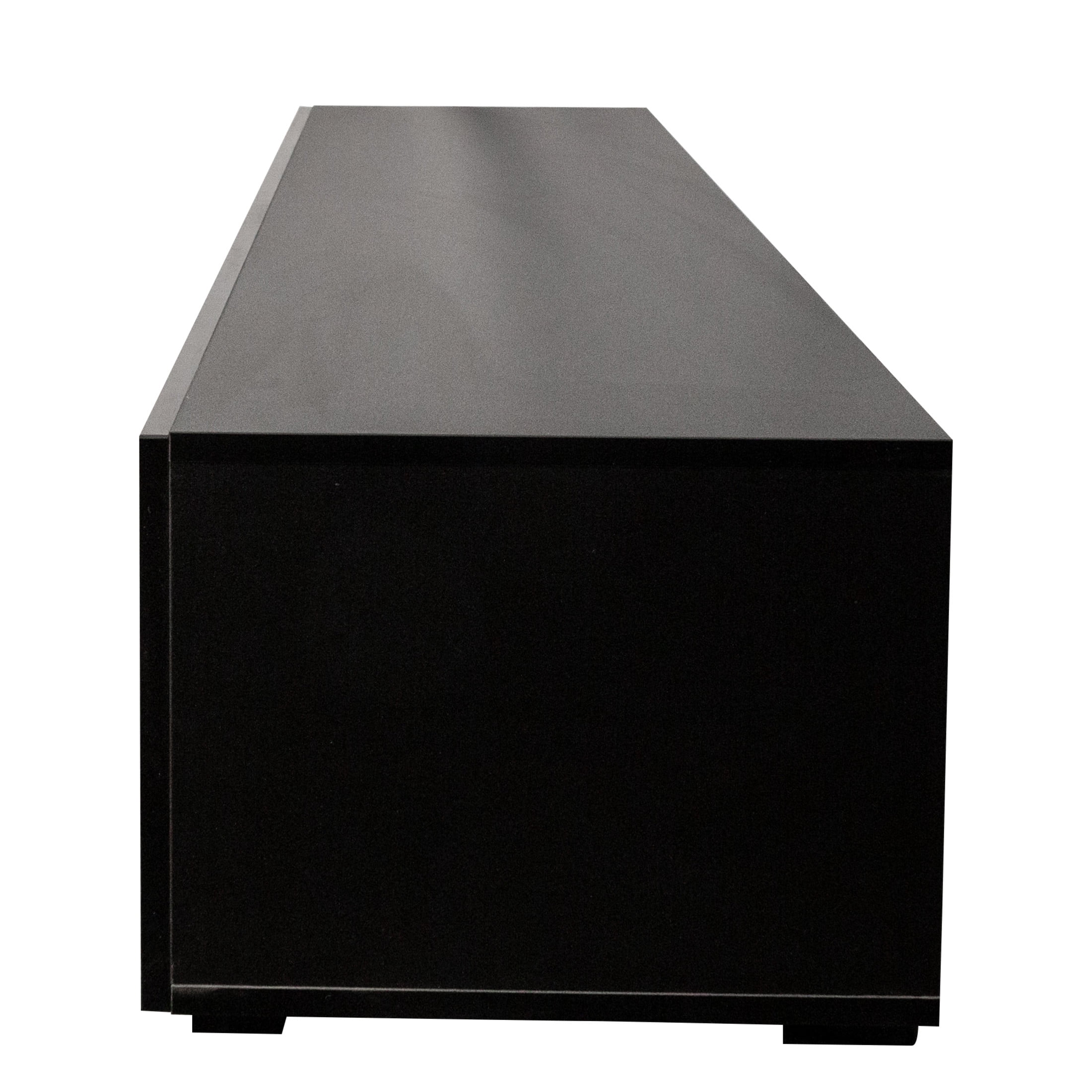 Noble House 63" Floating Media Console, Wall Mounted TV Stand with Drop-Down Cabinets for Living Room, Black