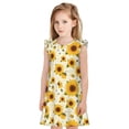 thumbnail image 1 of Fotbe European-style Pattern Sunflower A Vestido de Dormir para Niñas de 3 a 10 Años, Mangas Cortas, Estilo Princesa, Pijama Camisón con Mangas Voladas-Large, 1 of 6