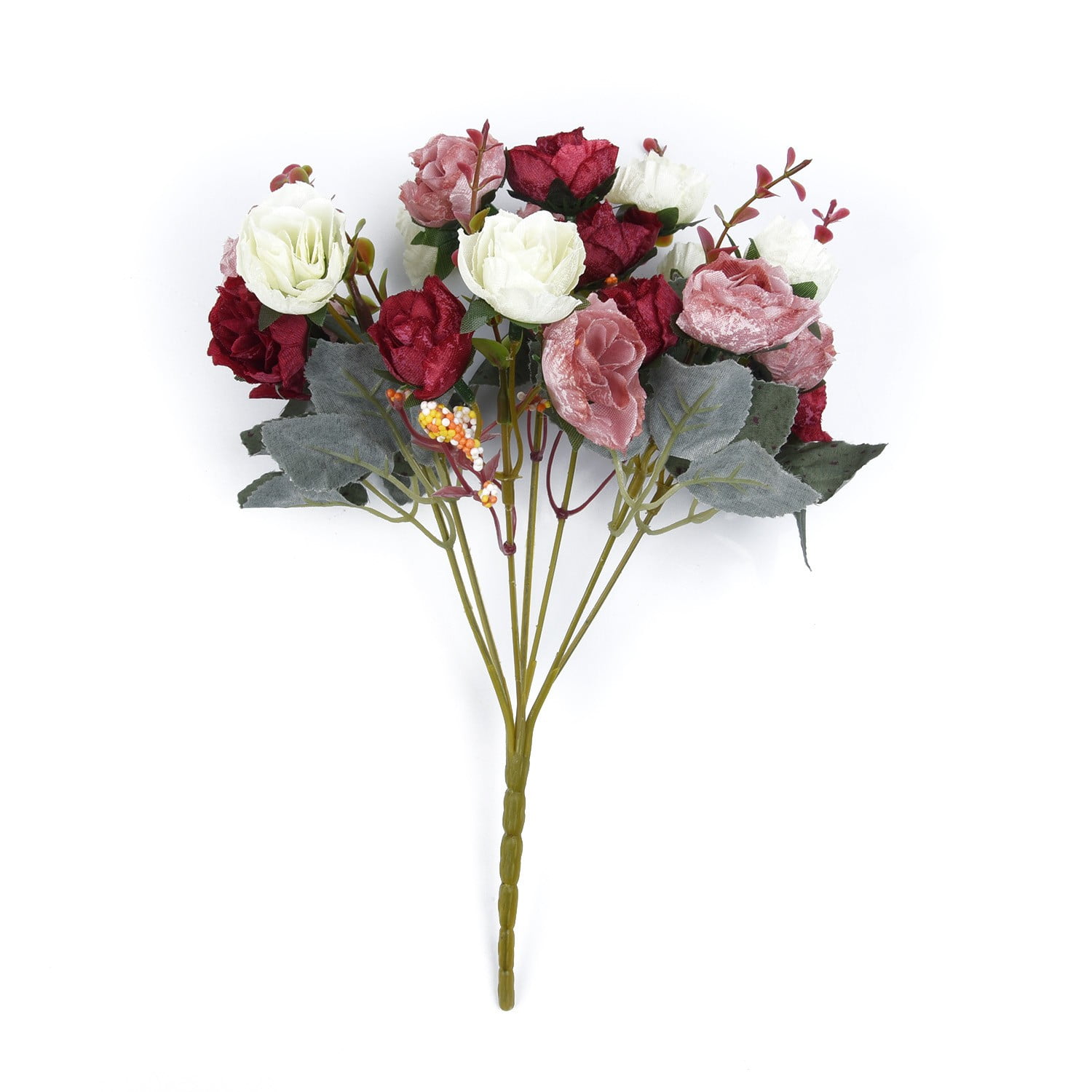 21 Head Artifical Plastic Rose Silk Flower Wedding Bouquet Office Home Decor 