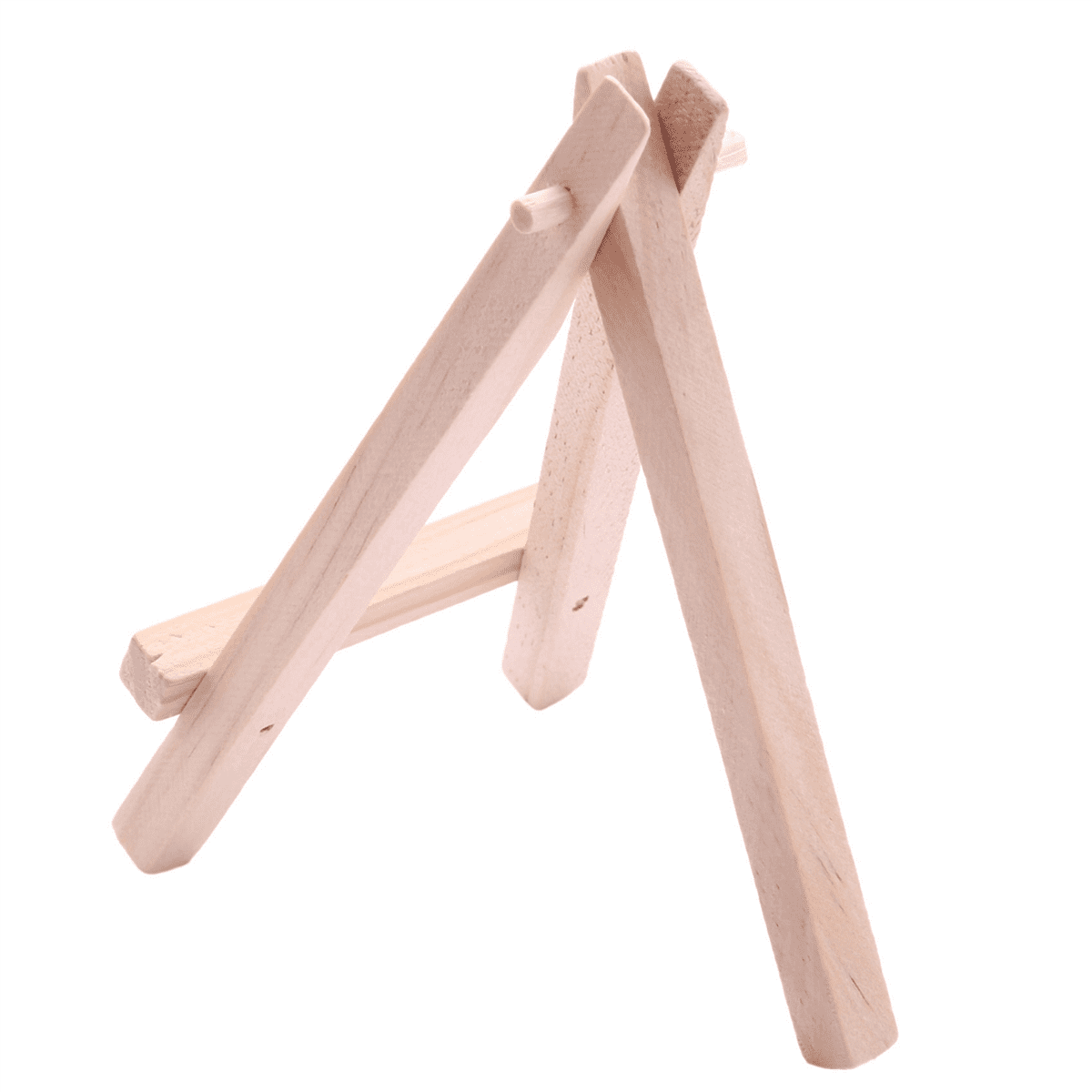 48 Pack 5 Inch Mini Wood Display Easel Natural Wooden Tripod Holder Stand for Displaying Small Canvases and Photos