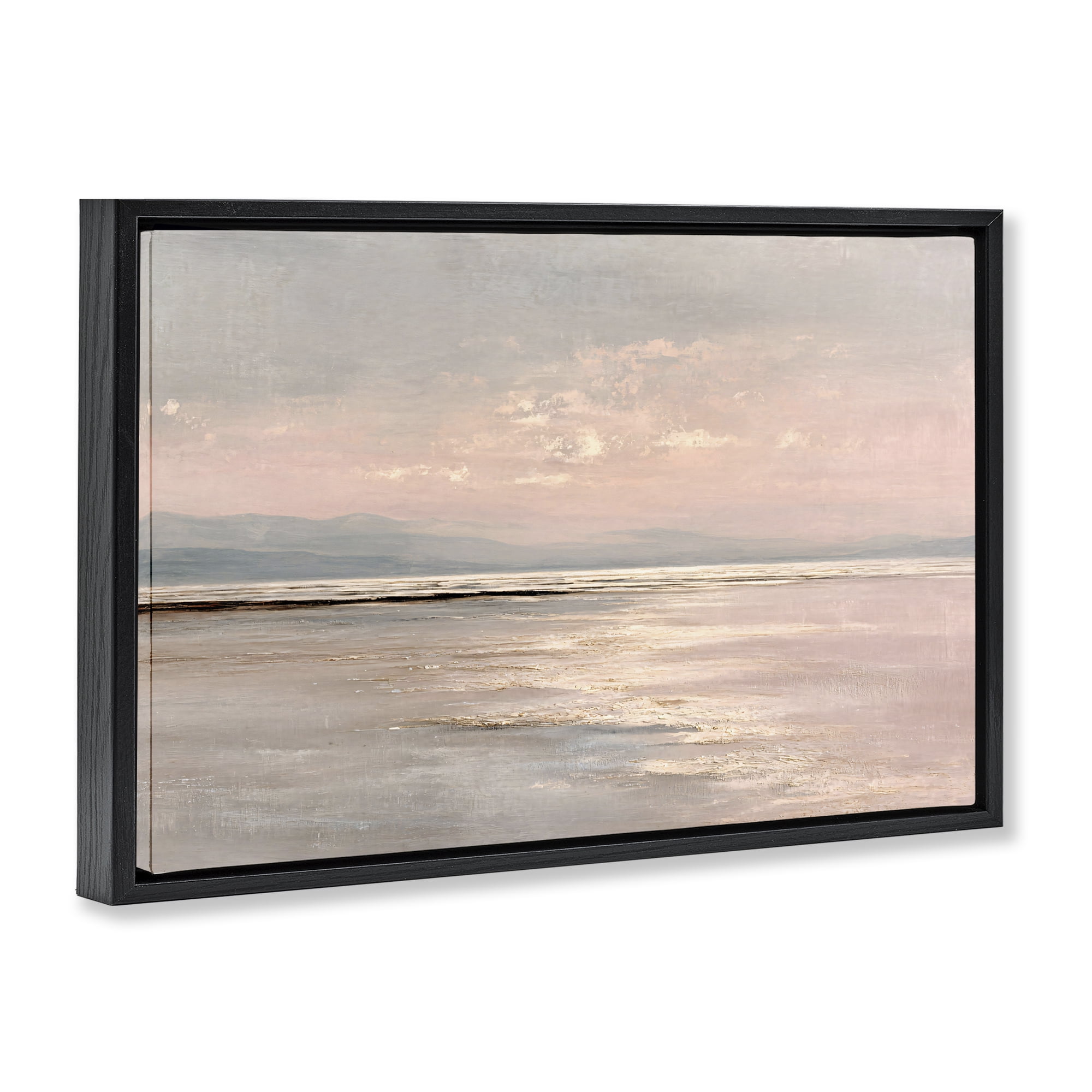 Stupell Industries Vast Blush Seascape Black Framed Floater Canvas Wall Art, design by Jacky Ngan