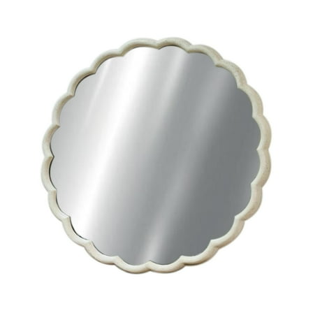 BIDK Home Medium Curved Frame Round Wall Mirror - 26.5” - White