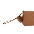 thumbnail image 5 of Unique Bargains 1 Pc Coin Purse Wallet Portable Rhombus Check Wristband Plush Pom Zip Coin Purse Pouch Brown, 5 of 5