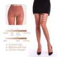thumbnail image 6 of G&Y Women's Sheer Tights - 20D Control Top Pantyhose with Reinforced Toes, 3 Pairs, Coffee, M, 6 of 6