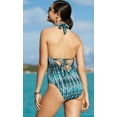 thumbnail image 2 of Bar III INDIGO Deep V-Neck Plunge Lace-Up One-Piece Swimsuit, US X-Small, 2 of 4