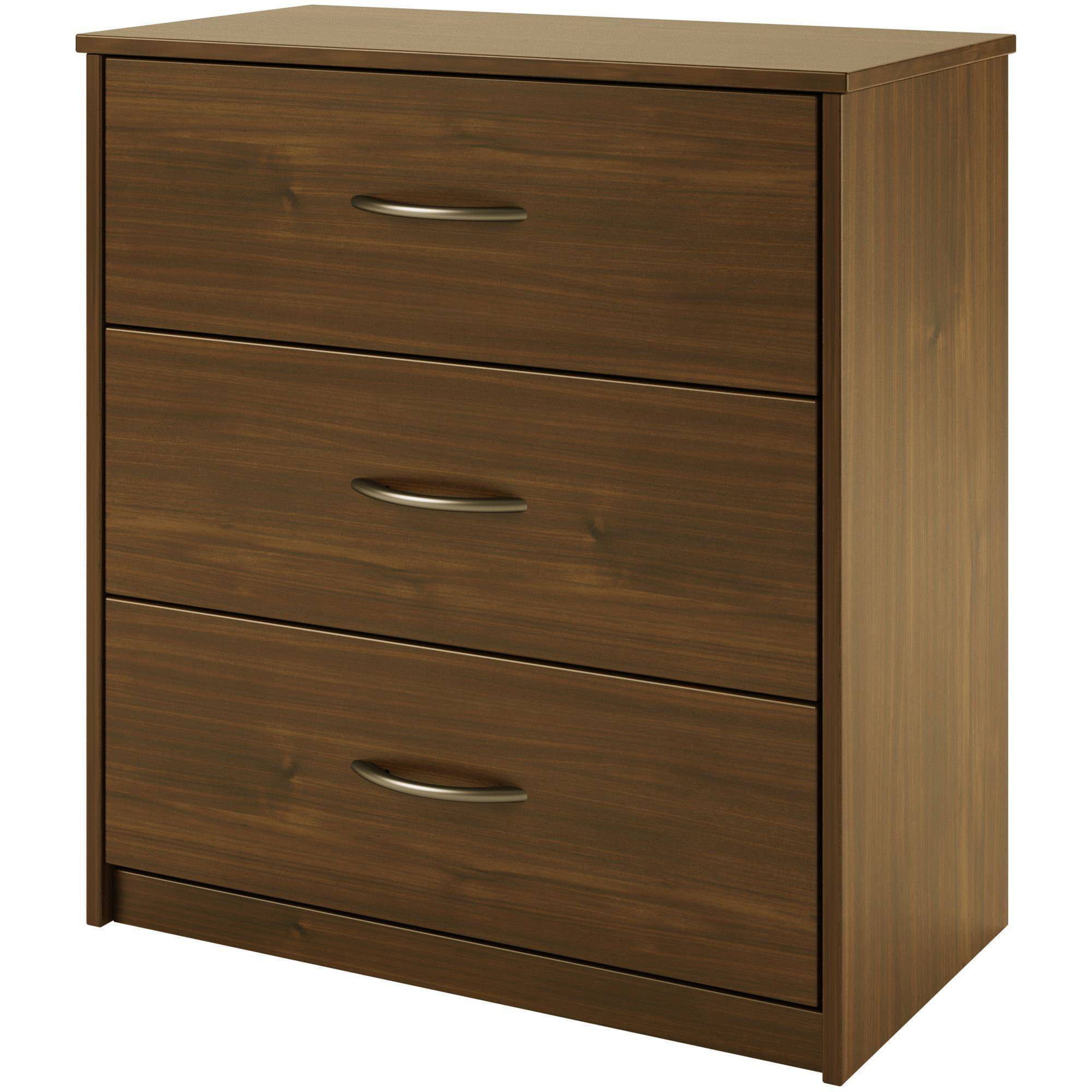 3 Drawer Dresser Chest Bedroom Furniture Black Brown White Storage Wood ...